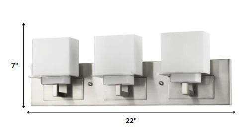 Rampart 3-Light Satin Nickel Vanity Light With Etched Glass Shades - Homeroots - Flyclothing LLC