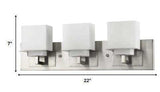 Rampart 3-Light Satin Nickel Vanity Light With Etched Glass Shades - Homeroots - Flyclothing LLC