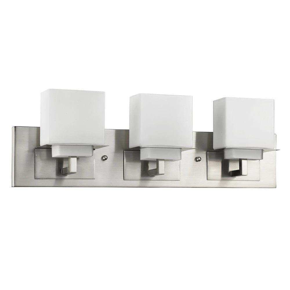 Rampart 3-Light Satin Nickel Vanity Light With Etched Glass Shades - Homeroots - Flyclothing LLC
