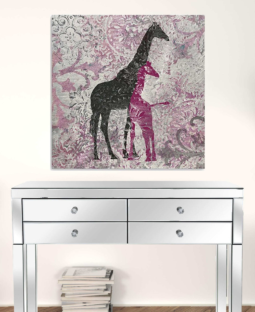 Exotic Pink Giraffes Unframed Print Wall Art - Homeroots - Flyclothing LLC