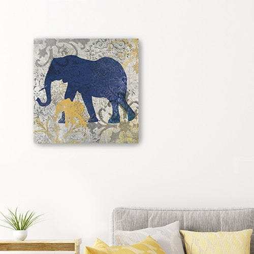 Exotic Blue And Gold Elephant Unframed Print Wall Art - Homeroots - Flyclothing LLC
