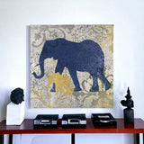 Exotic Blue And Gold Elephant Unframed Print Wall Art - Homeroots - Flyclothing LLC