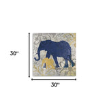 Exotic Blue And Gold Elephant Unframed Print Wall Art - Homeroots - Flyclothing LLC