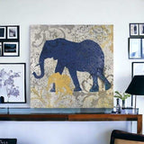 Exotic Blue And Gold Elephant Unframed Print Wall Art - Homeroots - Flyclothing LLC