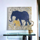 Exotic Blue And Gold Elephant Unframed Print Wall Art - Homeroots - Flyclothing LLC