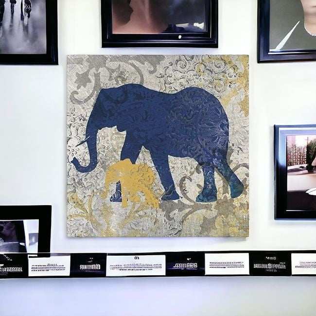 Exotic Blue And Gold Elephant Unframed Print Wall Art - Homeroots - Flyclothing LLC