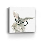 20" x 20" Watercolor Cutie Rabbit in Glasses Canvas Wall Art - Homeroots