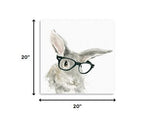 20" x 20" Watercolor Cutie Rabbit in Glasses Canvas Wall Art - Homeroots