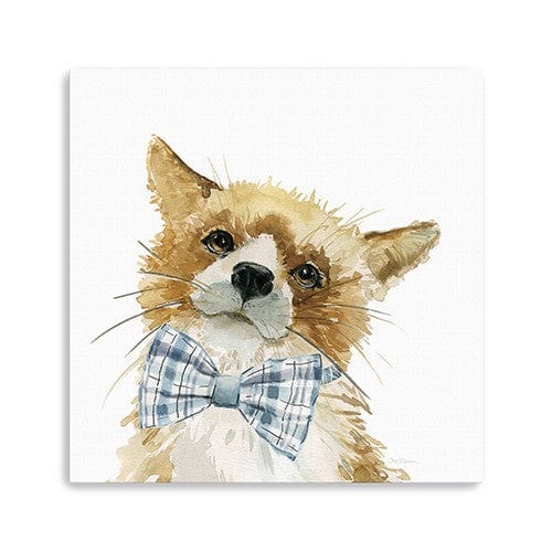 30" x 30" Watercolor Cutie Bow Tie Fox Canvas Wall Art - Homeroots - Flyclothing LLC
