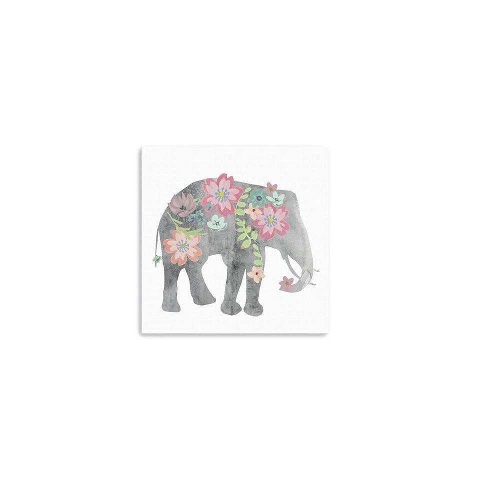 Floral Elephant Unframed Print Wall Art - Homeroots - Flyclothing LLC