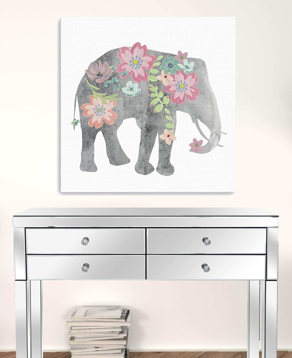 Floral Elephant Unframed Print Wall Art - Homeroots - Flyclothing LLC