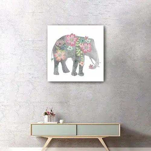 Floral Elephant Unframed Print Wall Art - Homeroots - Flyclothing LLC