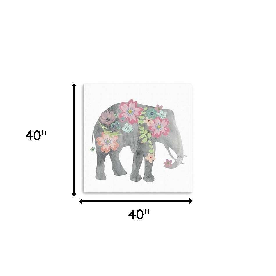 Floral Elephant Unframed Print Wall Art - Homeroots - Flyclothing LLC