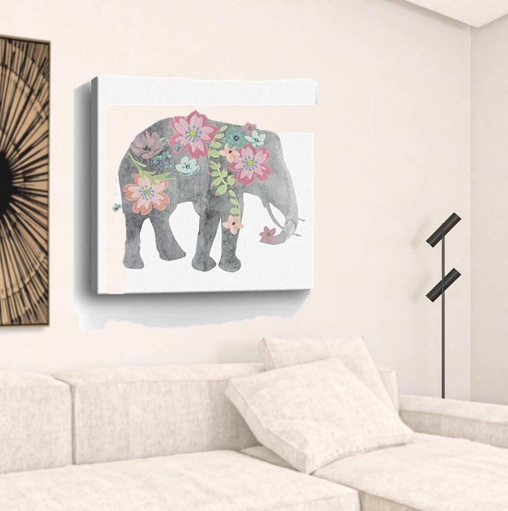Floral Elephant Unframed Print Wall Art - Homeroots - Flyclothing LLC