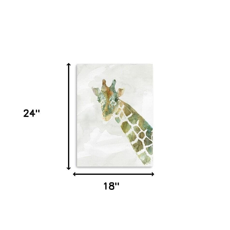 24" x 18" Abstract Marble Watercolor Giraffe Canvas Wall Art - Homeroots