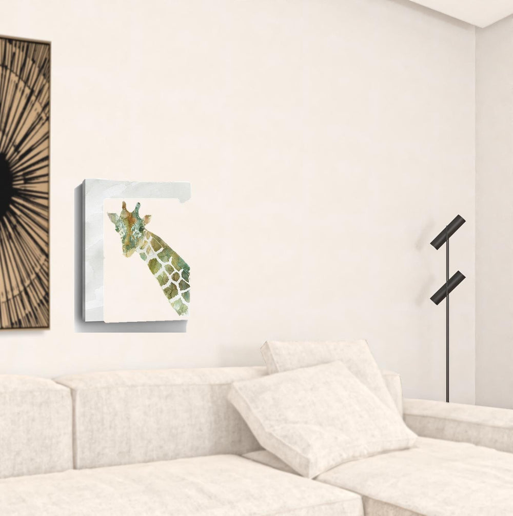 24" x 18" Abstract Marble Watercolor Giraffe Canvas Wall Art - Homeroots