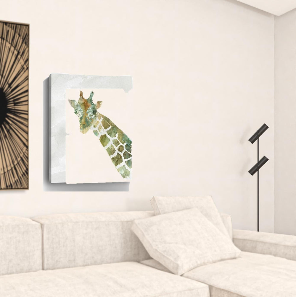 32" x 24" Abstract Marble Watercolor Giraffe Canvas Wall Art - Homeroots