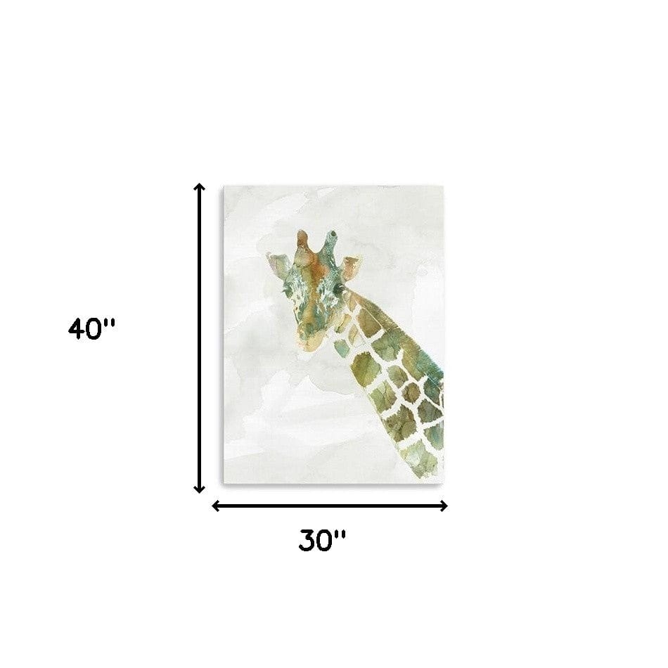 40" x 30" Abstract Marble Watercolor Giraffe Canvas Wall Art - Homeroots