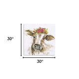 Watercolor Floral Cow Unframed Print Wall Art - Homeroots - Flyclothing LLC