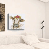 Watercolor Floral Cow Unframed Print Wall Art - Homeroots - Flyclothing LLC