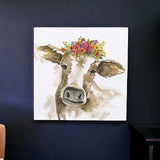 Watercolor Floral Cow Unframed Print Wall Art - Homeroots - Flyclothing LLC