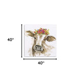 Watercolor Floral Cow Unframed Print Wall Art - Homeroots - Flyclothing LLC