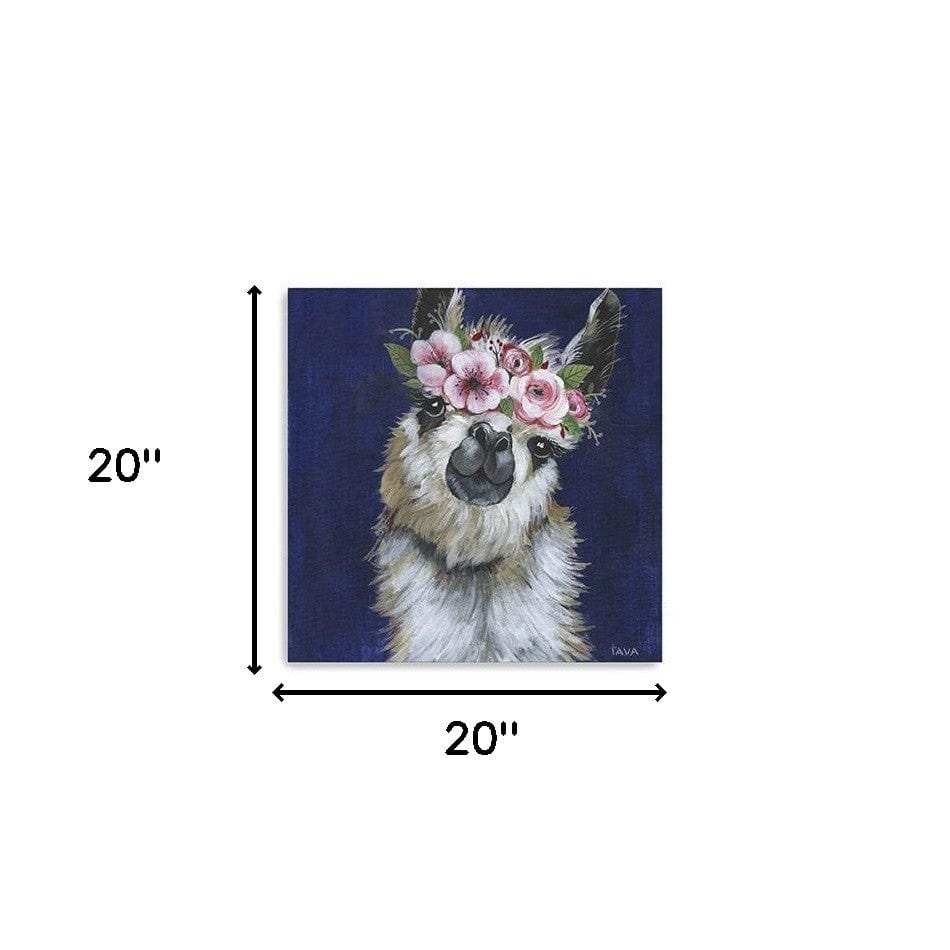 Watercolor Flower Llama Unframed Print Wall Art - Homeroots - Flyclothing LLC