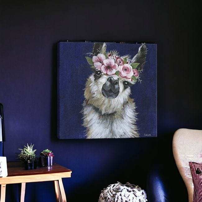 Watercolor Flower Llama Unframed Print Wall Art - Homeroots - Flyclothing LLC