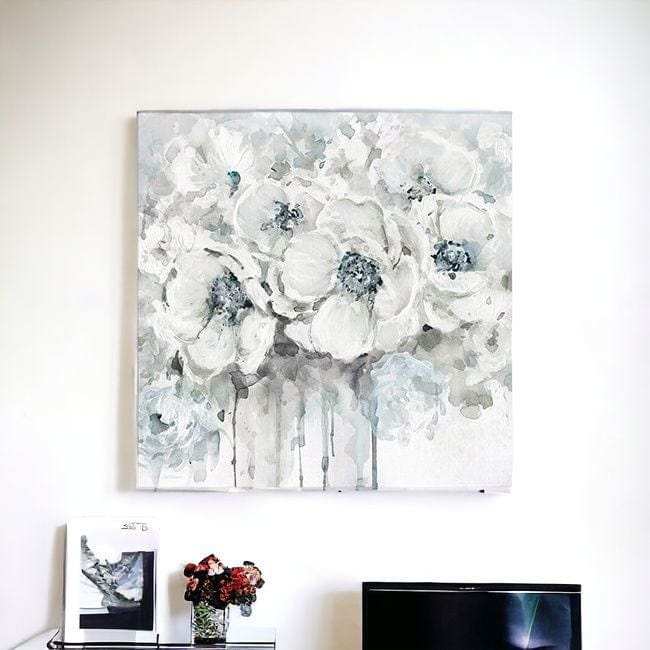 Winter Blues Flower Unframed Print Wall Art - Homeroots - Flyclothing LLC