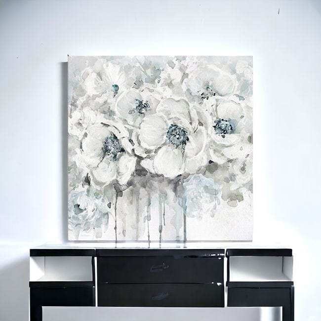 Winter Blues Flower Unframed Print Wall Art - Homeroots - Flyclothing LLC