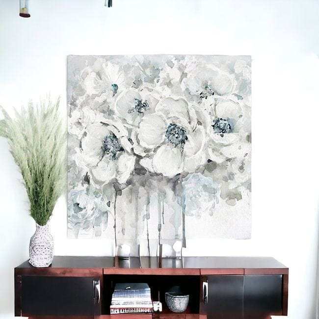 Winter Blues Flower Unframed Print Wall Art - Homeroots - Flyclothing LLC
