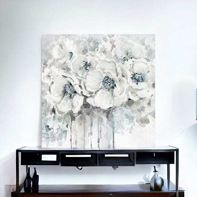 Winter Blues Flower Unframed Print Wall Art - Homeroots - Flyclothing LLC
