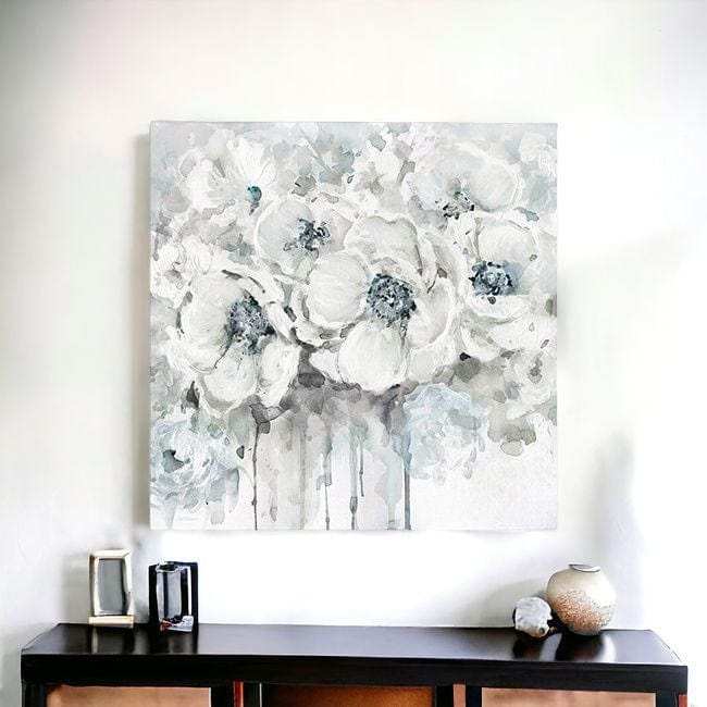Winter Blues Flower Unframed Print Wall Art - Homeroots - Flyclothing LLC