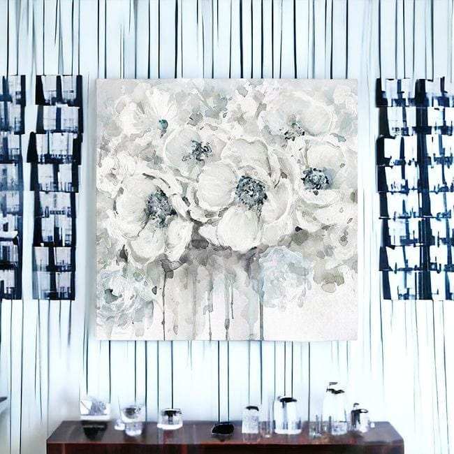 Winter Blues Flower Unframed Print Wall Art - Homeroots - Flyclothing LLC