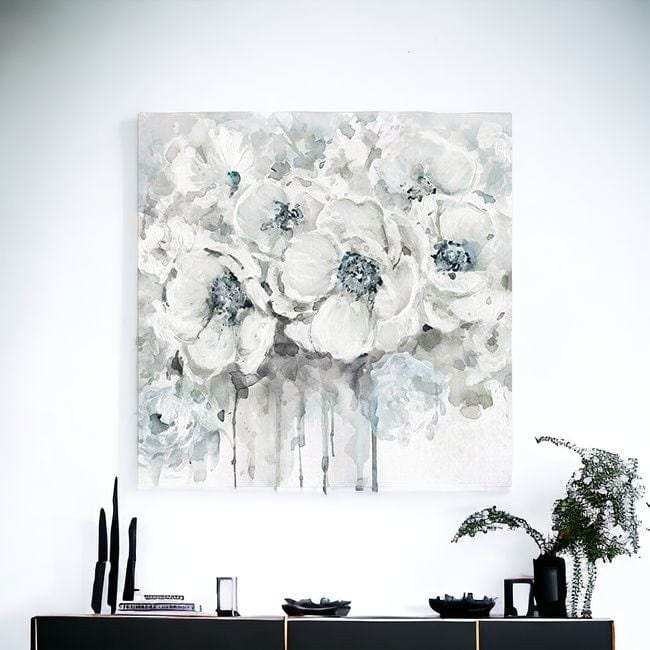 Winter Blues Flower Unframed Print Wall Art - Homeroots - Flyclothing LLC