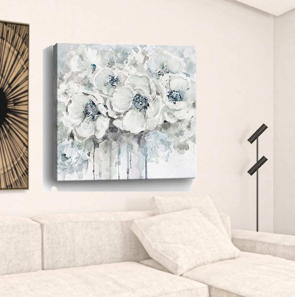 Winter Blues Flower Unframed Print Wall Art - Homeroots - Flyclothing LLC