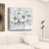 Winter Blues Flower Unframed Print Wall Art - Homeroots - Flyclothing LLC