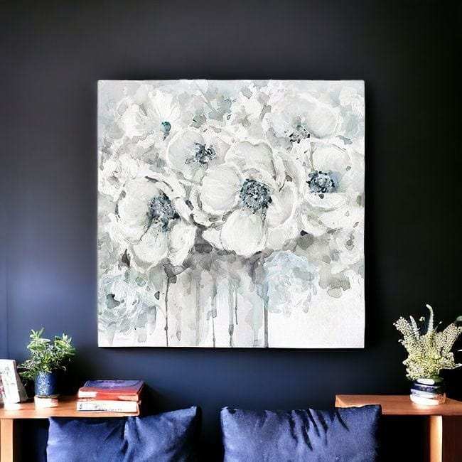 Winter Blues Flower Unframed Print Wall Art - Homeroots - Flyclothing LLC