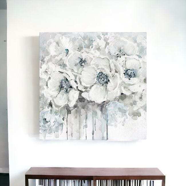 Winter Blues Flower Unframed Print Wall Art - Homeroots - Flyclothing LLC