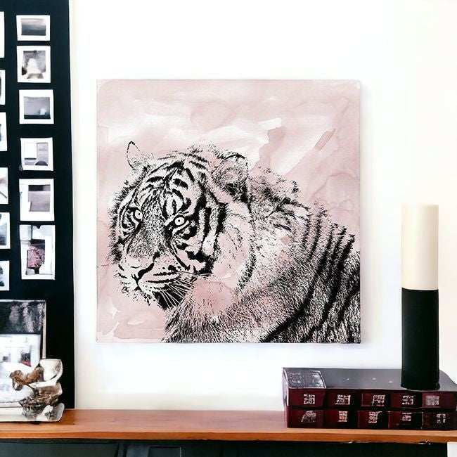 Pink Crouching Tiger Unframed Print Wall Art - Homeroots - Flyclothing LLC