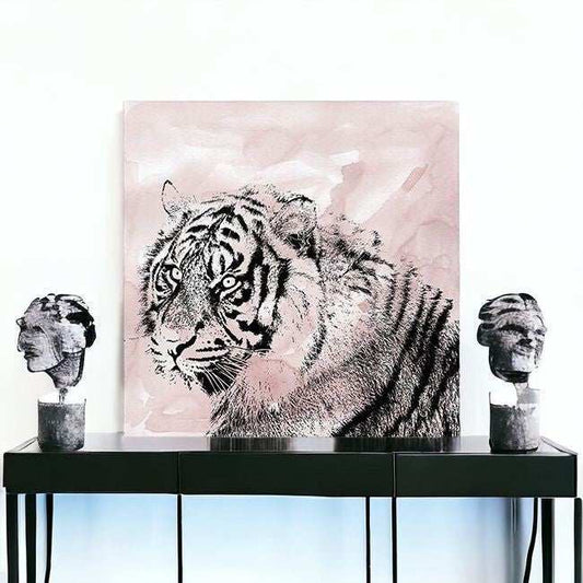Pink Crouching Tiger Unframed Print Wall Art - Homeroots - Flyclothing LLC