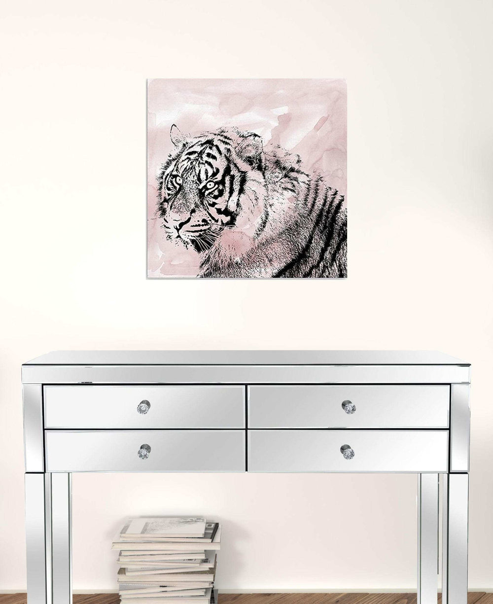 Pink Crouching Tiger Unframed Print Wall Art - Homeroots - Flyclothing LLC