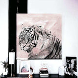Pink Crouching Tiger Unframed Print Wall Art - Homeroots - Flyclothing LLC