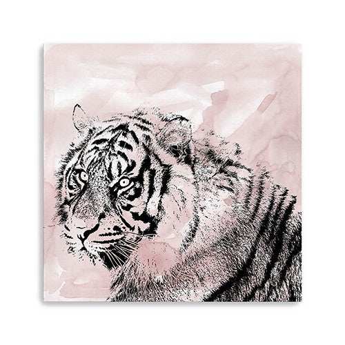 Pink Crouching Tiger Unframed Print Wall Art - Homeroots - Flyclothing LLC