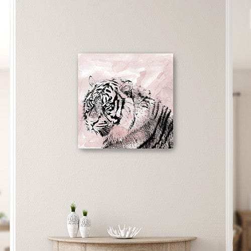 Pink Crouching Tiger Unframed Print Wall Art - Homeroots - Flyclothing LLC