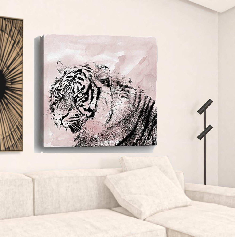 Pink Crouching Tiger Unframed Print Wall Art - Homeroots - Flyclothing LLC