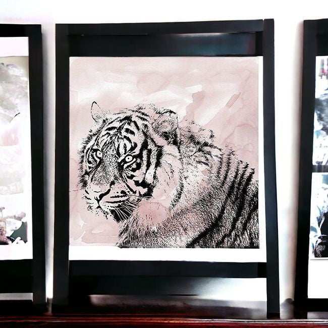 Pink Crouching Tiger Unframed Print Wall Art - Homeroots - Flyclothing LLC