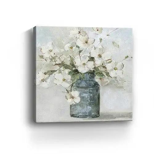 30" x 30" Watercolor Soft Pastel Dogwood Bouquet Canvas Wall Art - Homeroots