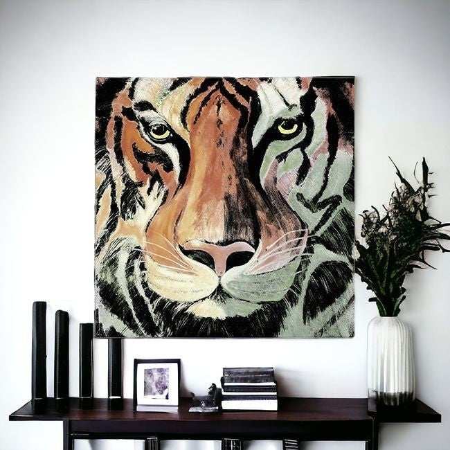 Staring Tiger Portrait Unframed Print Wall Art - Homeroots - Flyclothing LLC