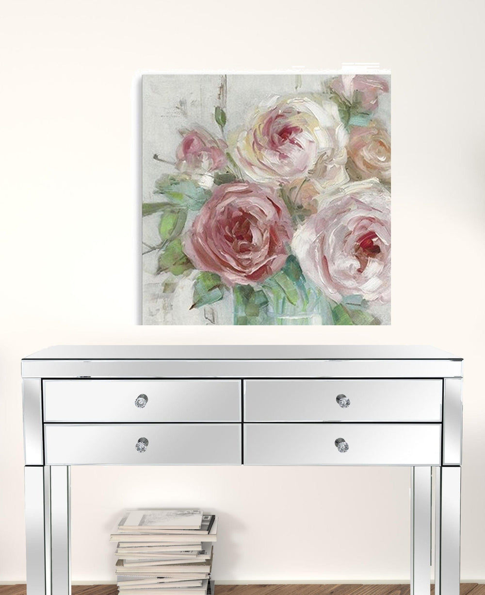 30" x 30" Watercolor Soft Pastel Peonies Bouquet Canvas Wall Art - Homeroots - Flyclothing LLC